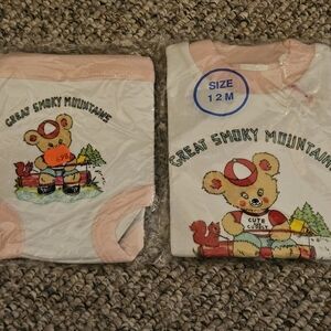 Great Smoky Mountains Bear White Pink Girls Shirt And Underwear Size 12M